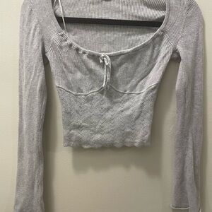Garage Light Gray Ribbed Crop Top